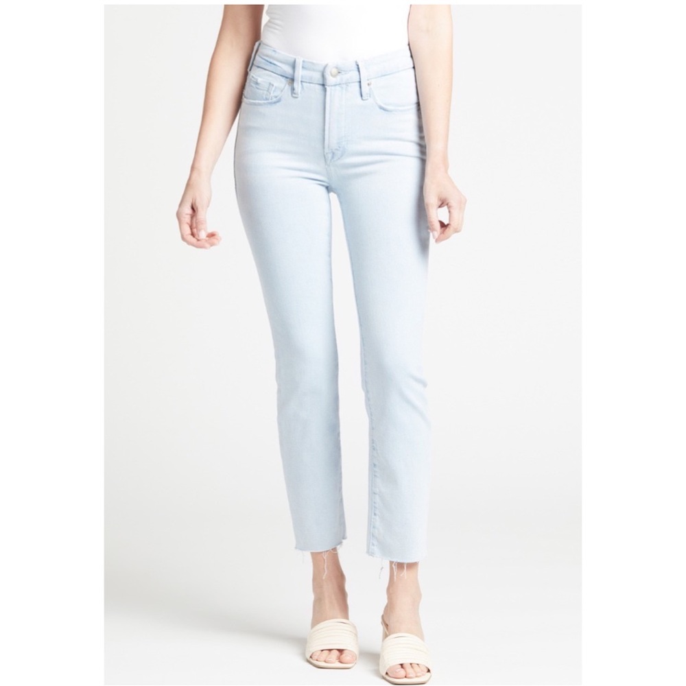 Good American Good Legs Cigarette Raw Hem Jean Blue Size 28
